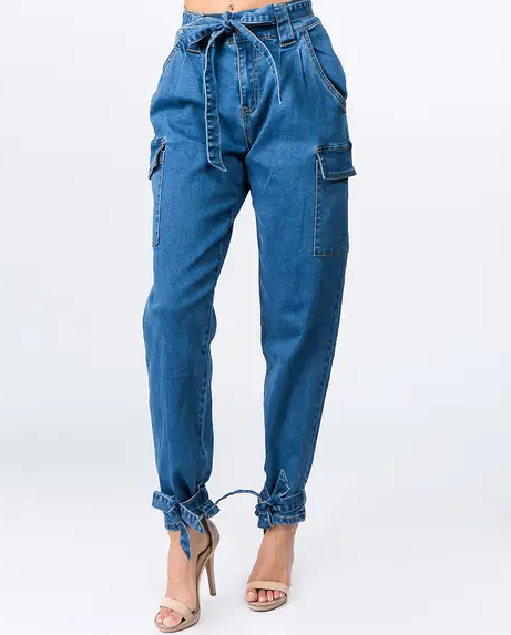 Ankle Tie Jeans for ladies 