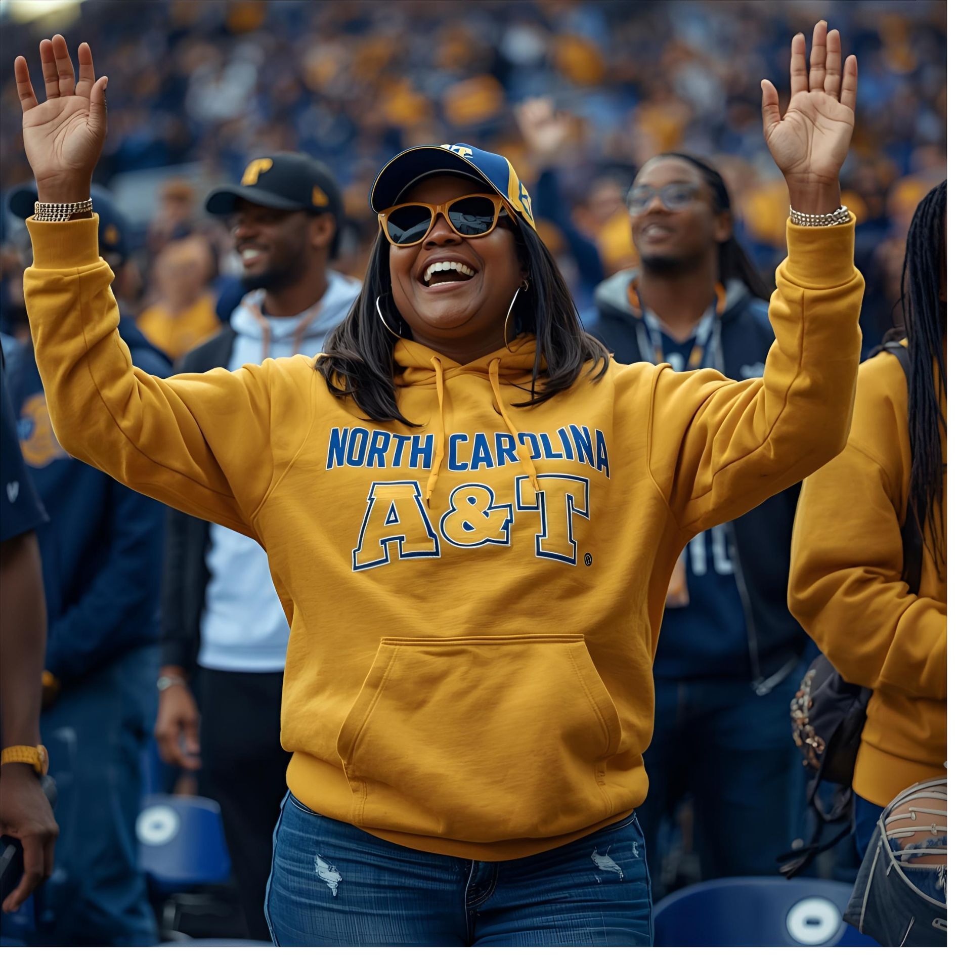 Woman at an HBCU homecoming football game 