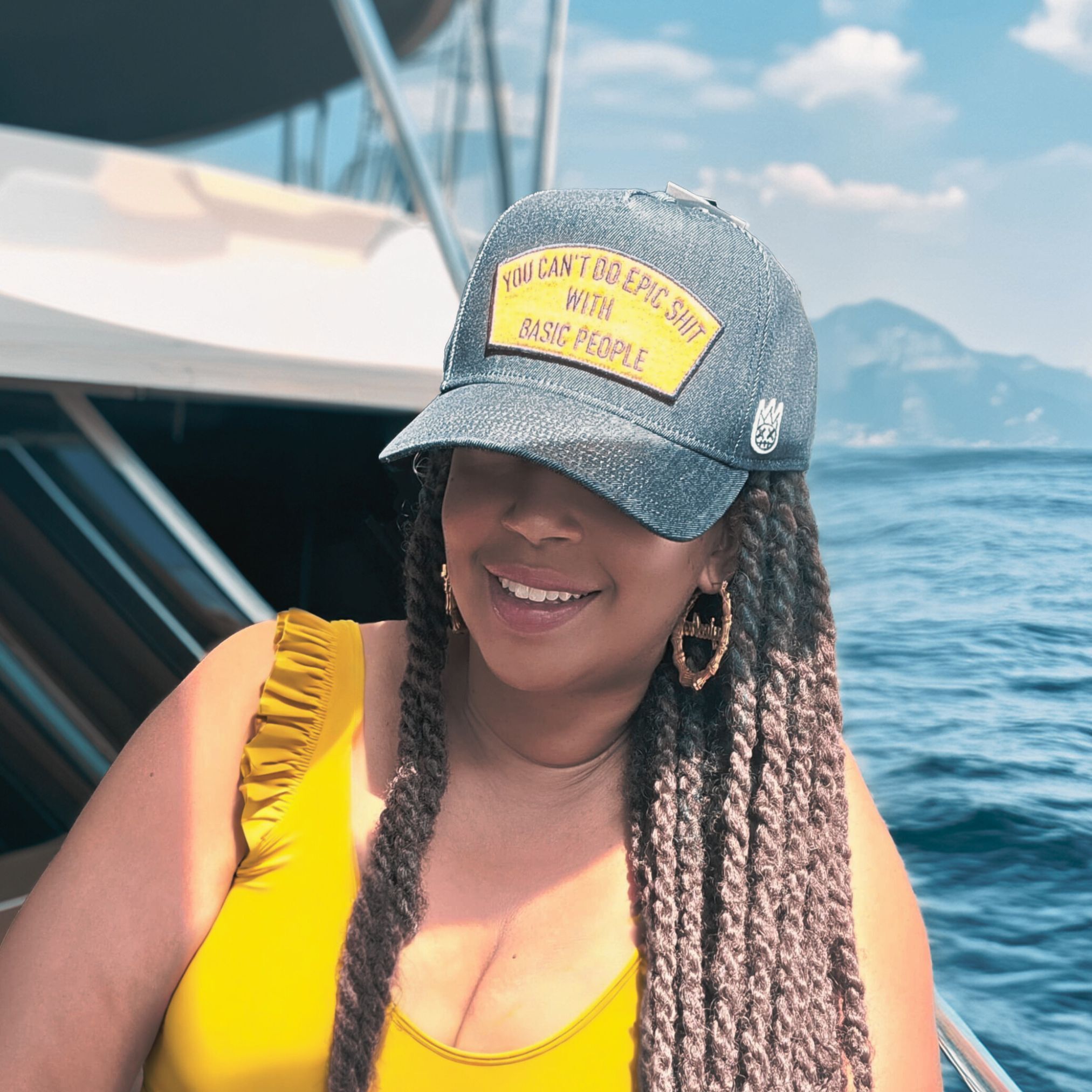 Women wearing a cult of individuality baseball cap 